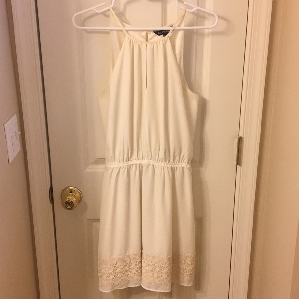 Express white embroidered dress, S